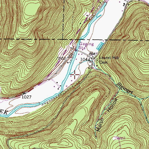 Topographic Map of Stewart Run, PA