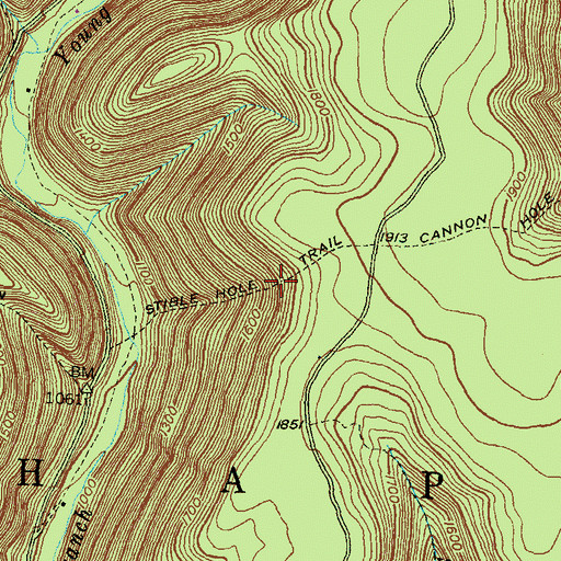 Topographic Map of Stible Hole Trail, PA