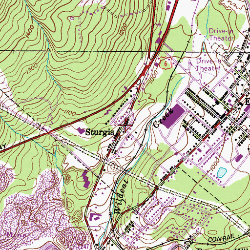 Topographic Map of Sturges, PA
