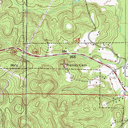 Topographic Map of Henley Cemetery, AL