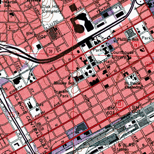 Topographic Map of Henley School, AL