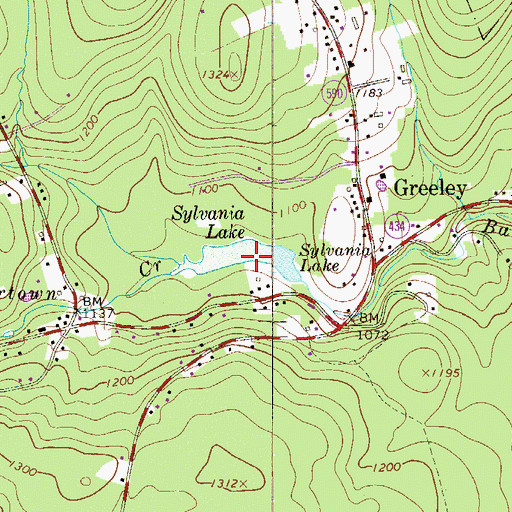 Topographic Map of Sylvania Lake, PA