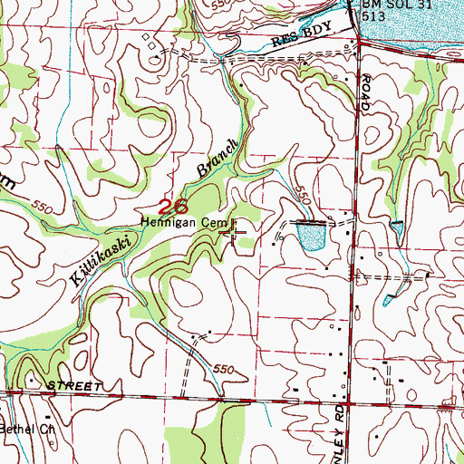 Topographic Map of Hennigan Cemetery, AL