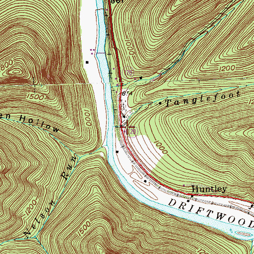 Topographic Map of Tanglefoot Run, PA