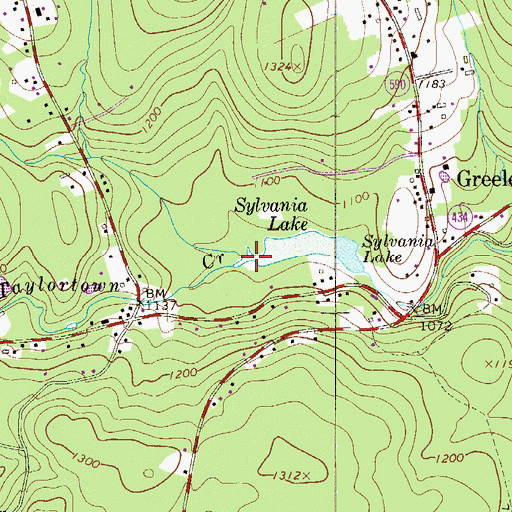 Topographic Map of Taylortown Creek, PA