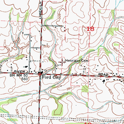 Topographic Map of Hennigan Cemetery, AL