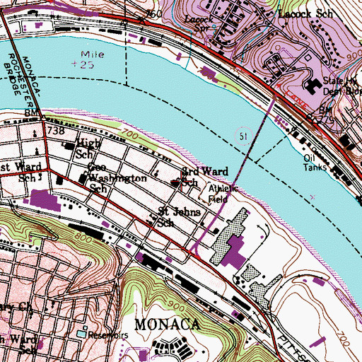 Topographic Map of Third Ward School, PA