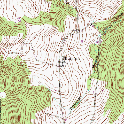 Topographic Map of Thurston Church, PA