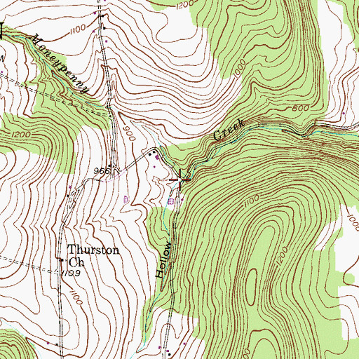 Topographic Map of Thurston Hollow, PA