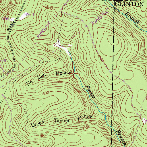 Topographic Map of Tin Can Hollow, PA