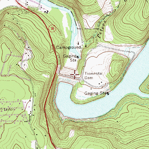 Topographic Map of Tionesta Dam, PA