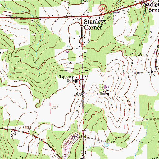 Topographic Map of Tippery School, PA