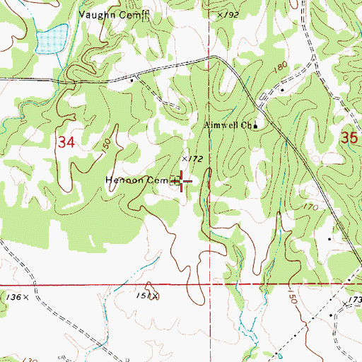 Topographic Map of Hennon Cemetery, AL