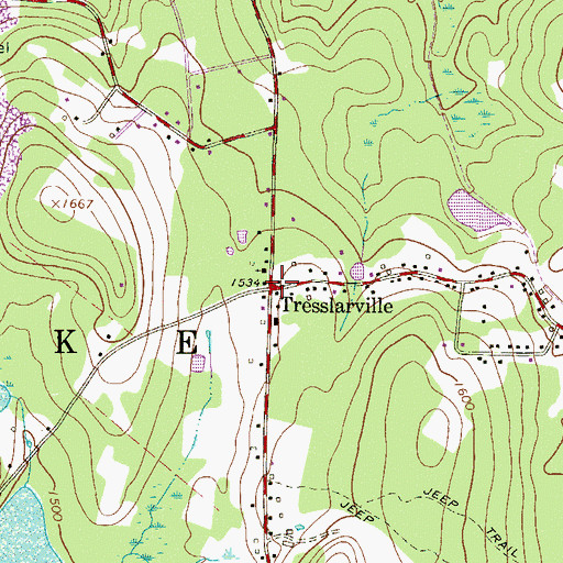 Topographic Map of Tresslarville, PA