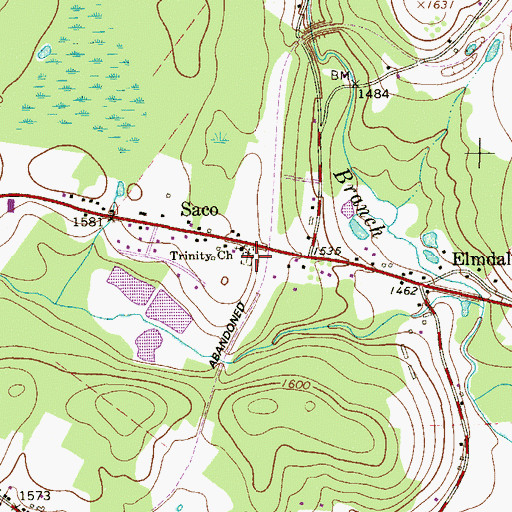 Topographic Map of Trinity Church, PA