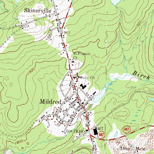 Topographic Map of Trinity Church, PA