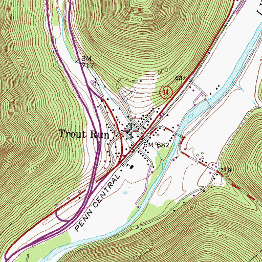 Topographic Map of Trout Run, PA