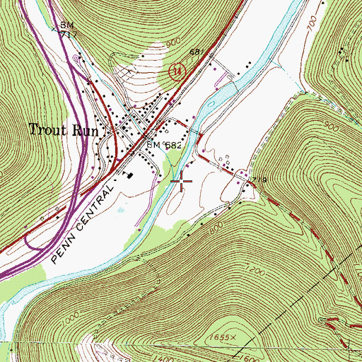Topographic Map of Trout Run, PA