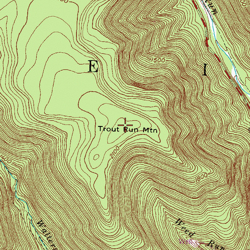 Topographic Map of Trout Run Mountain, PA