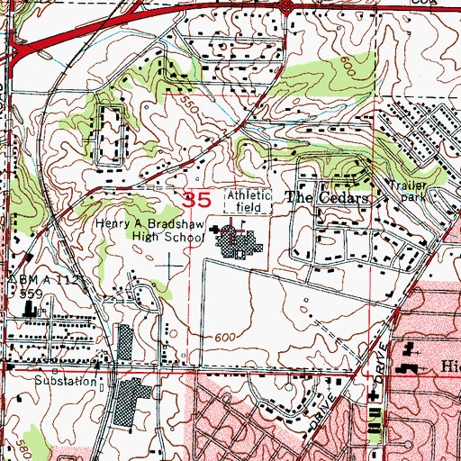 Topographic Map of Florence High School, AL