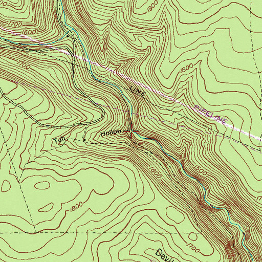 Topographic Map of Tub Hollow, PA