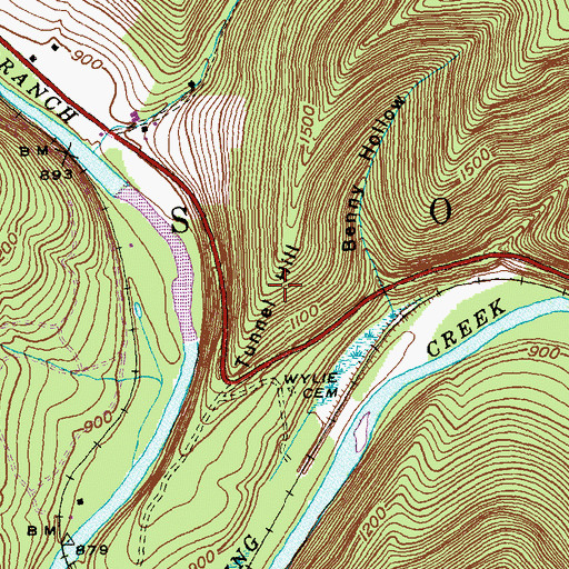 Topographic Map of Tunnel Hill, PA