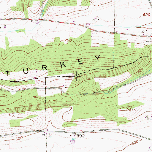 Topographic Map of Turkey Ridge, PA