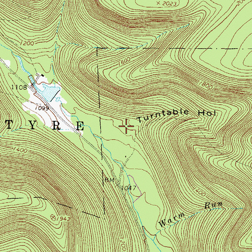 Topographic Map of Turntable Hollow, PA