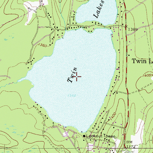 Topographic Map of Twin Lakes, PA