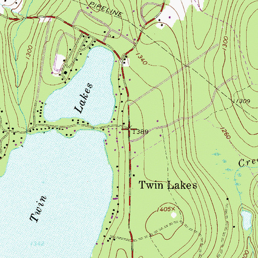 Topographic Map of Twin Lakes, PA