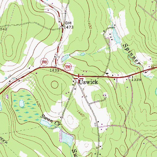 Topographic Map of Uswick, PA