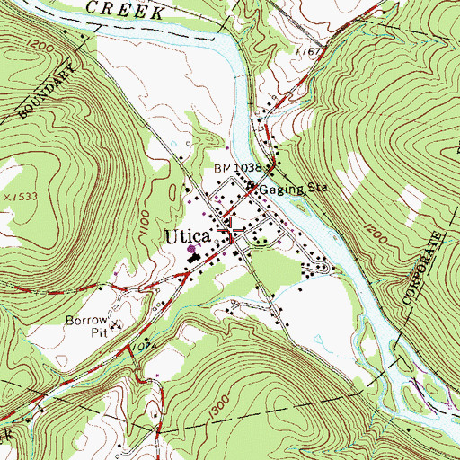 Topographic Map of Utica, PA