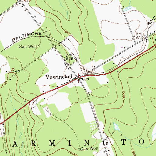Topographic Map of Vowinckel, PA