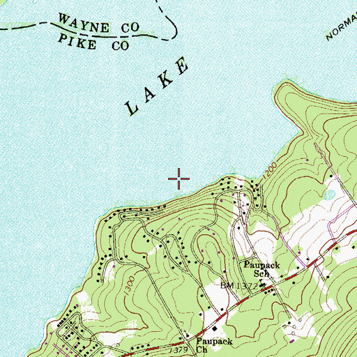 Topographic Map of Lake Wallenpaupack, PA