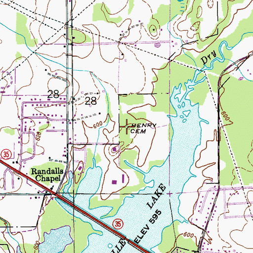 Topographic Map of Henry Cemetery, AL