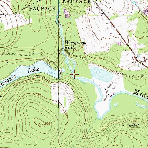 Topographic Map of Wangum Creek, PA