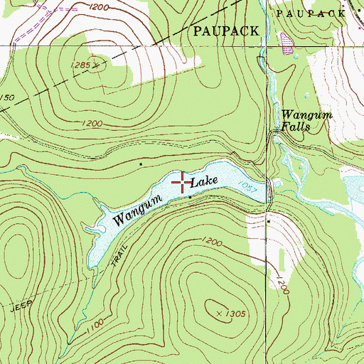 Topographic Map of Wangum Lake, PA