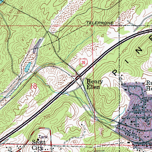 Topographic Map of Henry Ellen, AL