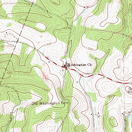 Topographic Map of Washington Church, PA