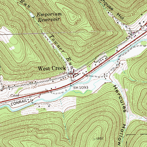 Topographic Map of West Creek, PA