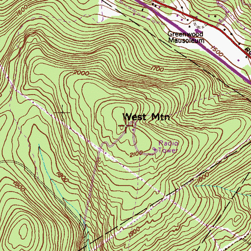 Topographic Map of West Mountain, PA