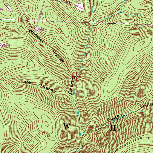 Topographic Map of Wheeler Hollow, PA