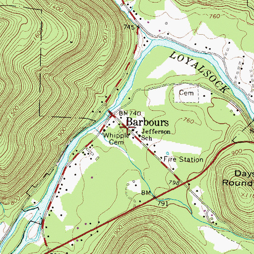 Topographic Map of Whipple Cemetery, PA