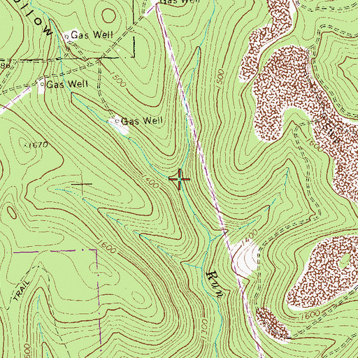Topographic Map of Whippoorwill Hollow, PA