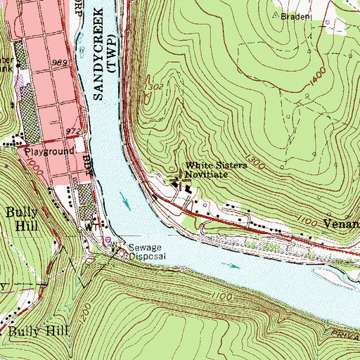 Topographic Map of White Sisters Novitiate, PA