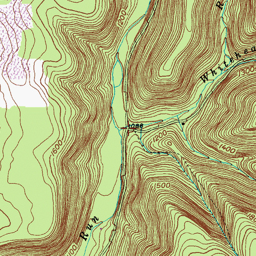 Topographic Map of Whitehead Run, PA