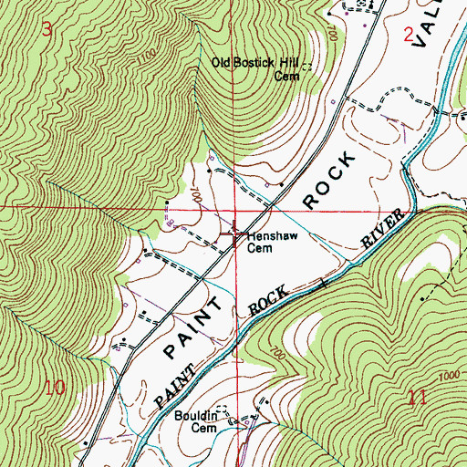 Topographic Map of Henshaw Cemetery, AL