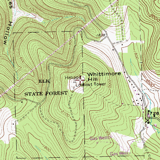 Topographic Map of Whittimore Hill, PA