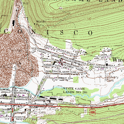 Topographic Map of Wiconisco, PA