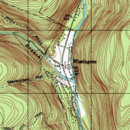 Topographic Map of Wissingers, PA